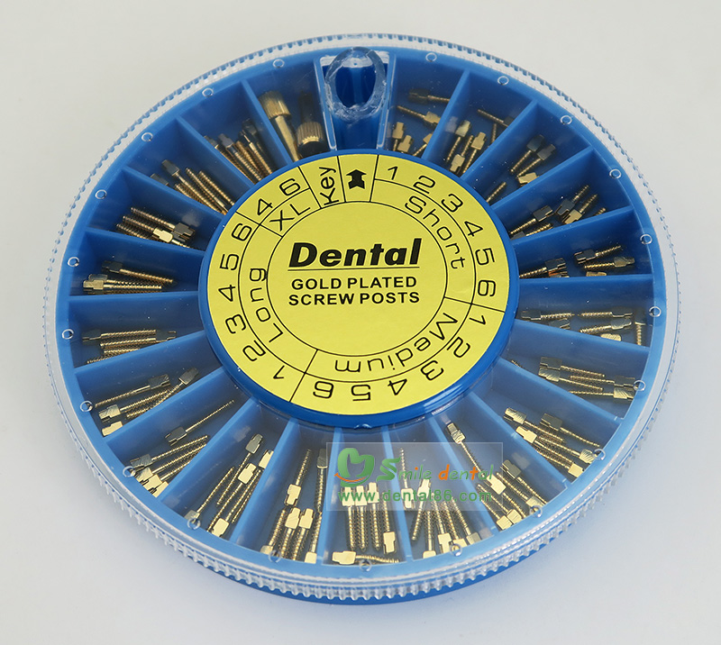 Dental Gold Plated Screw Posts cross head